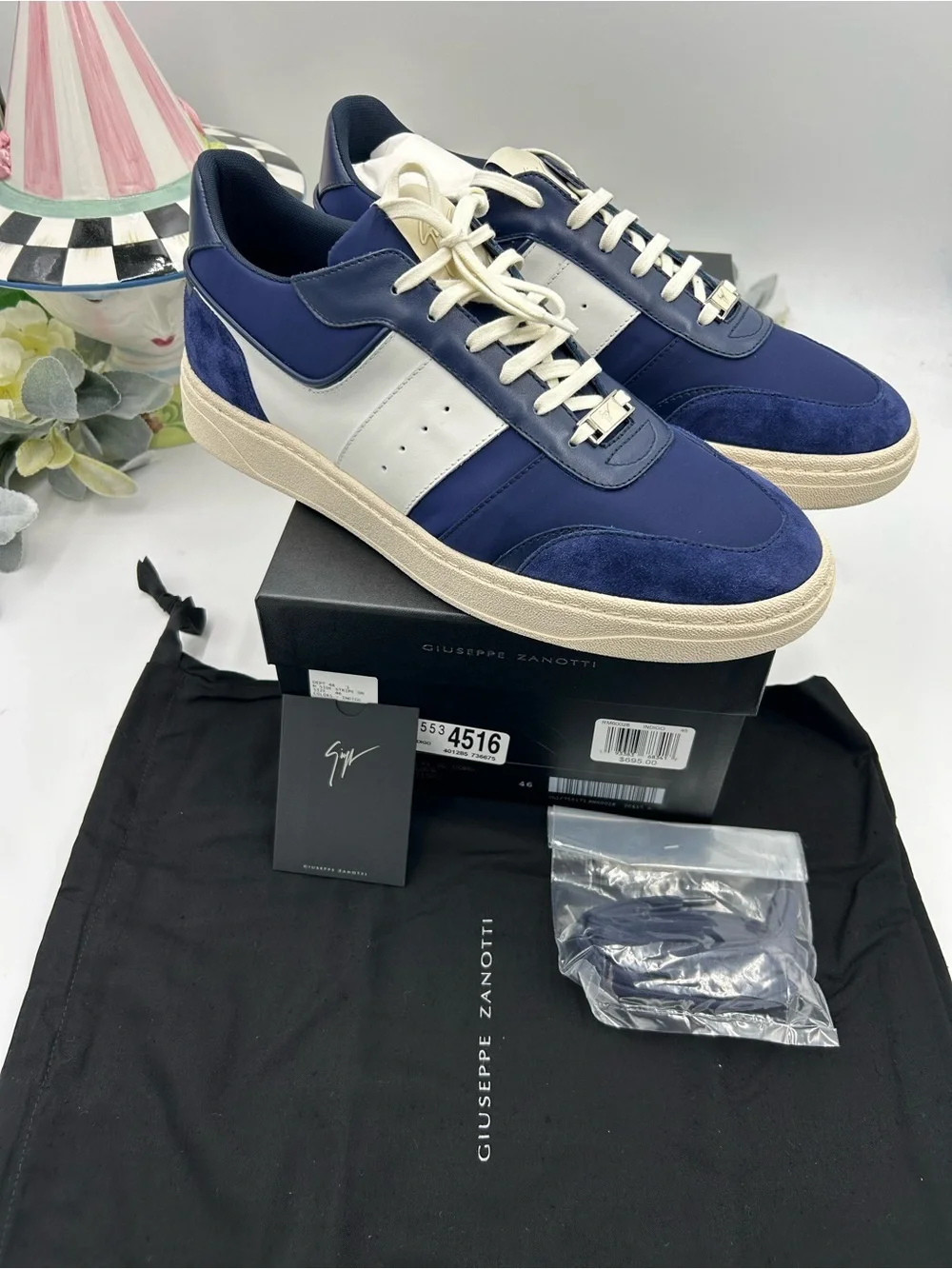 Men's Giuseppe Zanotti, GZ nitro, leather and suede sneakers size 46 made Italy